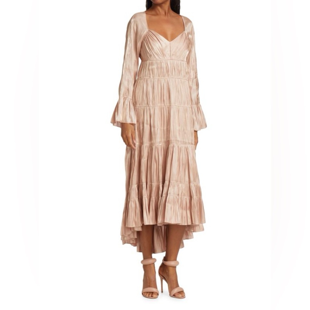 Cinq à Sept Nina Tiered Satin Midi Dress